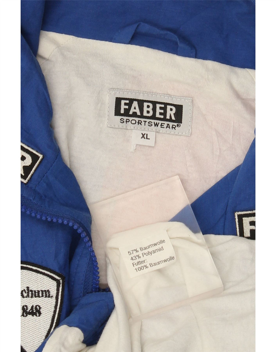 Faber Mens Tracksuit Top Jacket XL Blue Colourblock Cotton