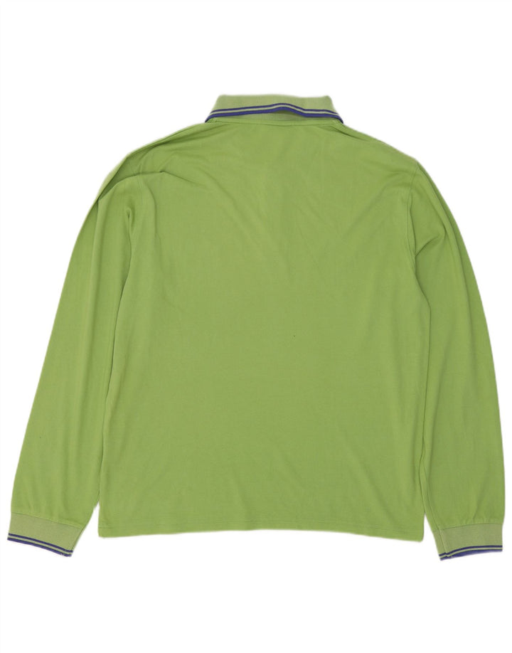 CHAMPION Mens Long Sleeve Polo Shirt Medium Green Cotton
