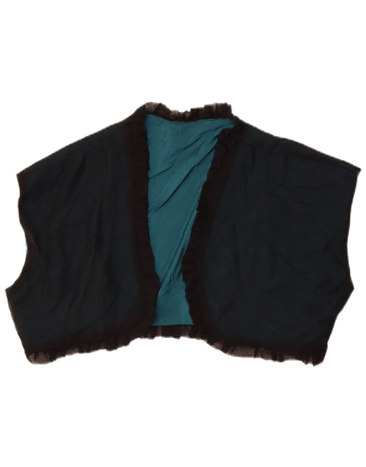 Vintage Womens Sleeveless Bolero Top UK 14 Medium Black