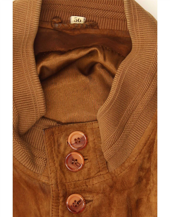 Vintage Mens Suede Bomber Jacket IT 56 3XL Brown