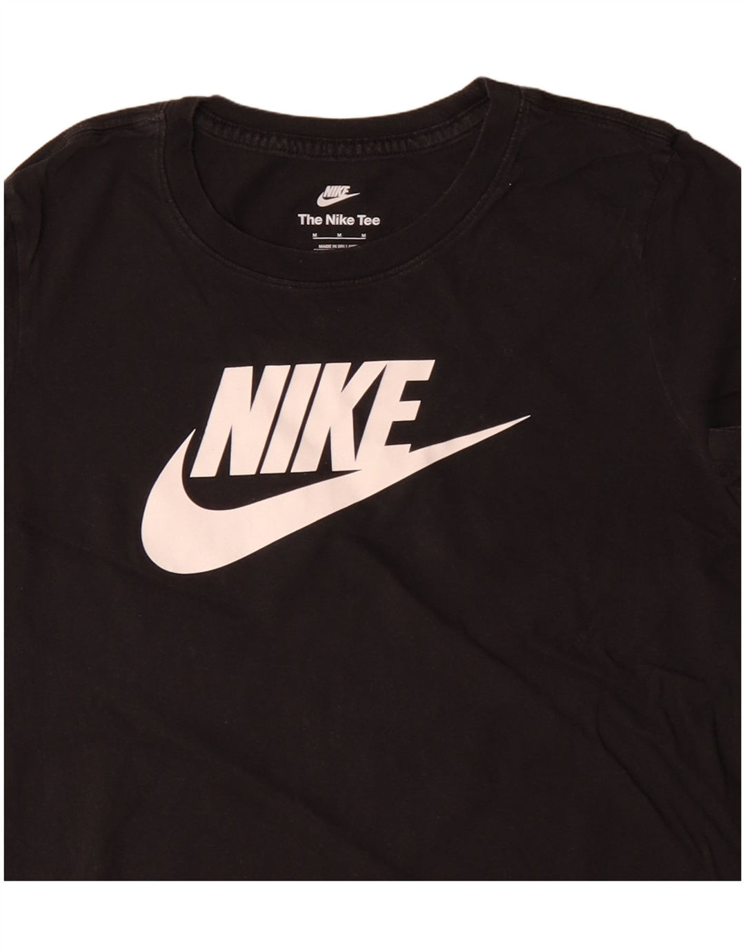 NIKE Womens Graphic T-Shirt Top UK 12 Medium Black Cotton