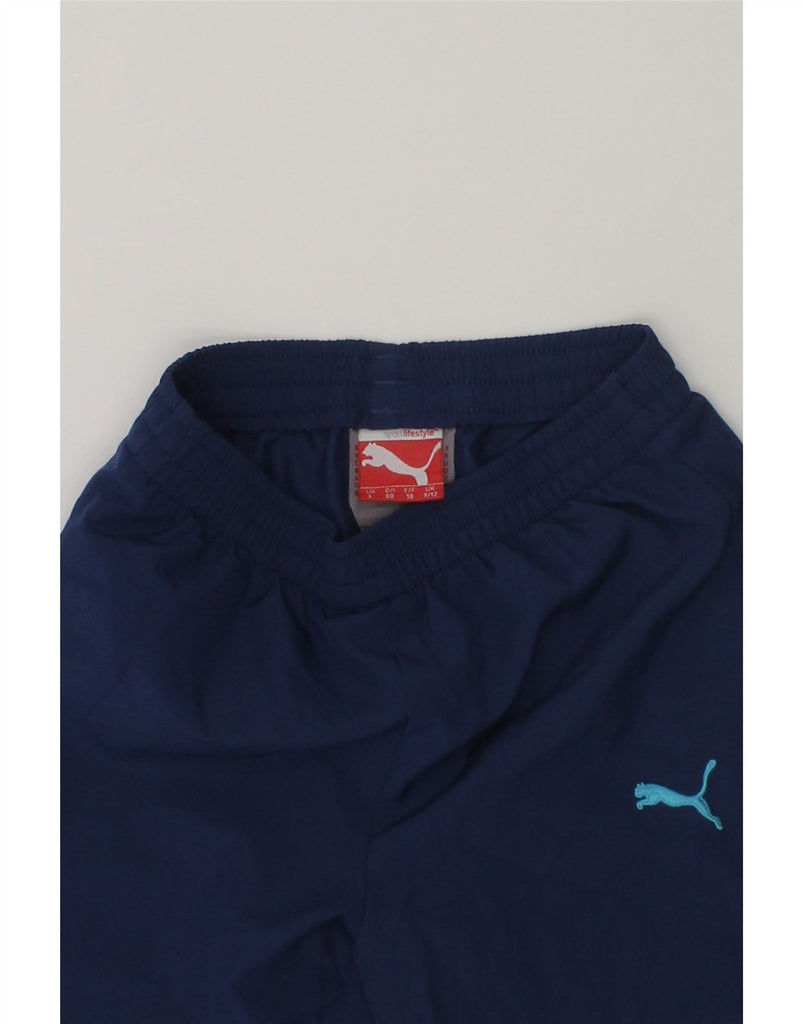 PUMA Baby Boys Joggers Tracksuit Trousers 9-12 Months Navy Blue Polyester | Vintage Puma | Thrift | Second-Hand Puma | Used Clothing | Messina Hembry 