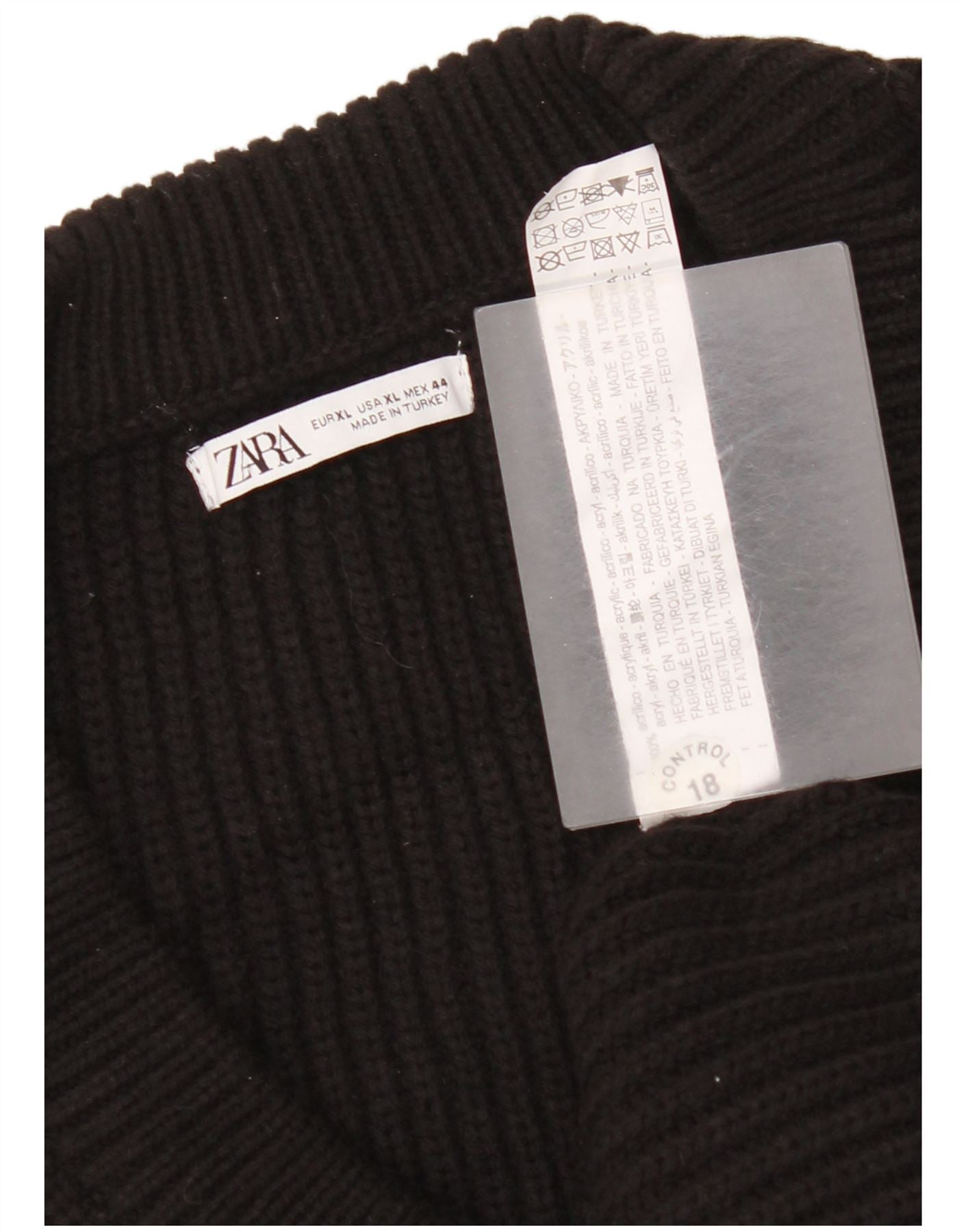 Zara Womens Oversized Vest Tank Top UK 18 XL Black Acrylic