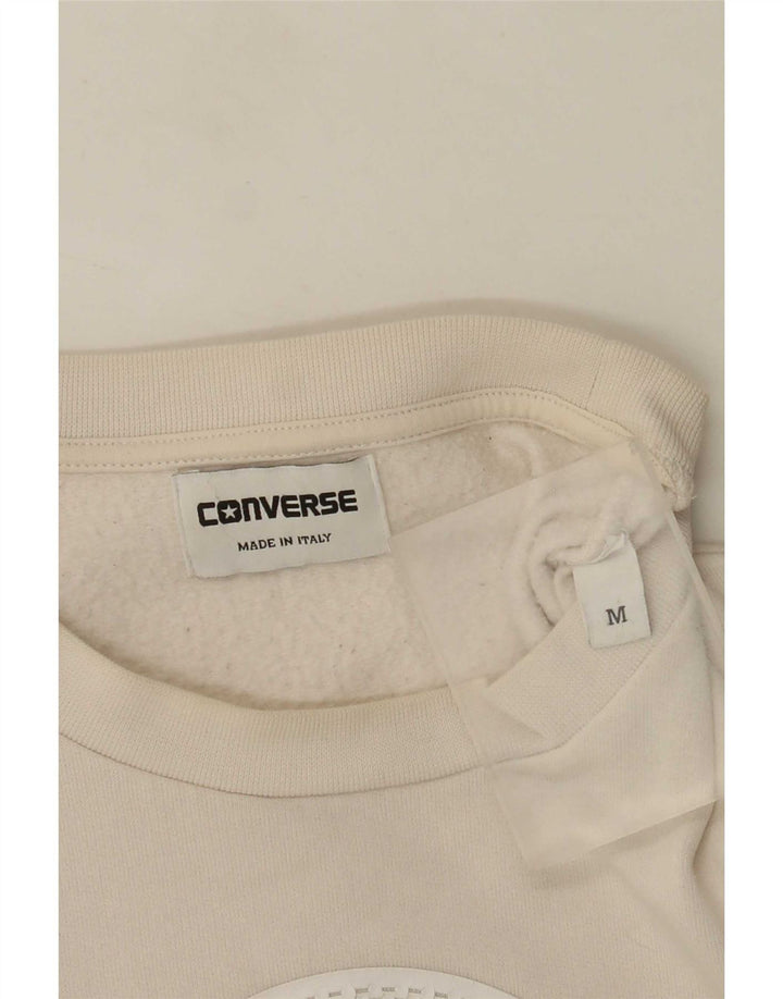Converse Womens Graphic Sweatshirt Jumper UK 14 Medium Off White