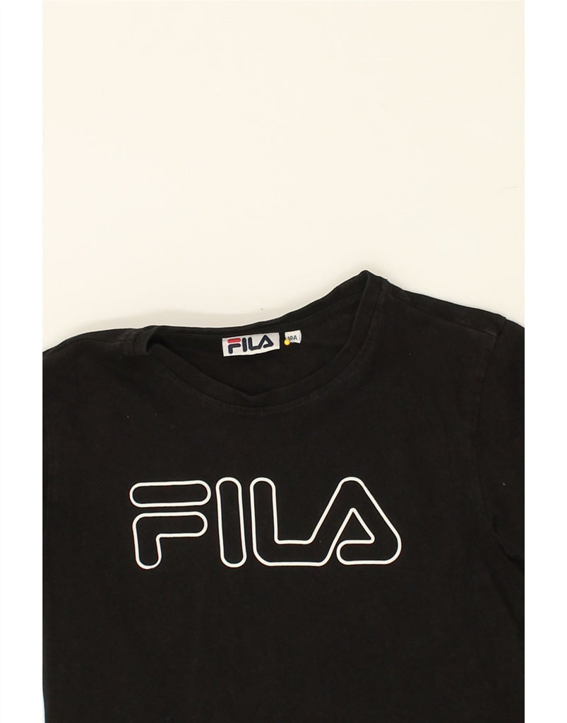 FILA Girls Crop Graphic T-Shirt Top 13-14 Years Black Cotton | Vintage Fila | Thrift | Second-Hand Fila | Used Clothing | Messina Hembry 