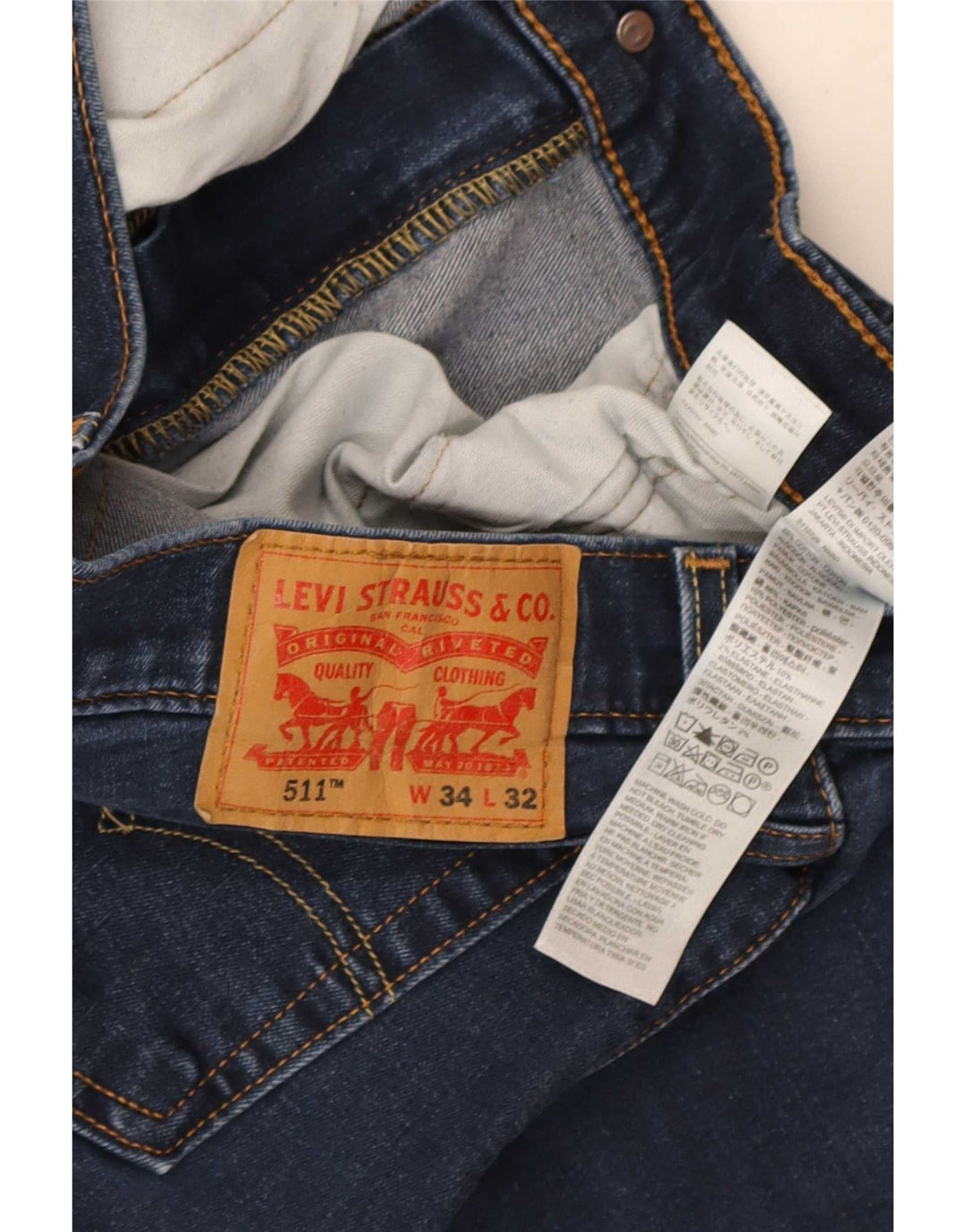 Levi's Mens 511 Slim Jeans W34 L32 Blue Cotton