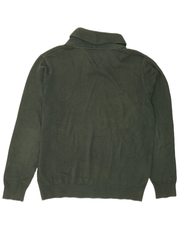 Tommy Hilfiger Mens Shawl Neck Jumper Sweater 2XL Green Cotton