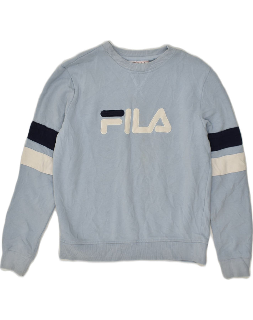 FILA Womens Graphic Sweatshirt Jumper UK 10 Small Blue Cotton | Vintage Fila | Thrift | Second-Hand Fila | Used Clothing | Messina Hembry 