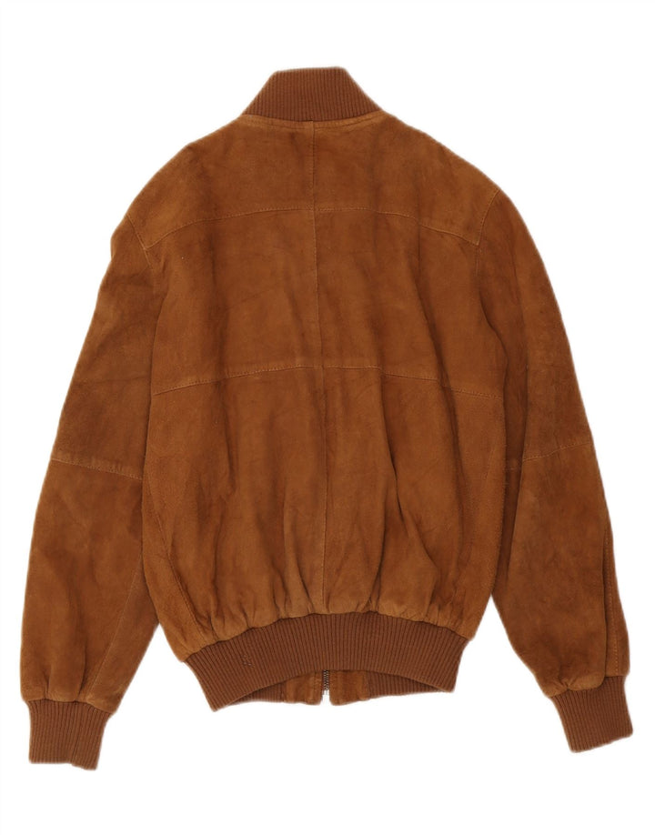 Vintage Womens Bomber Suede Jacket IT 40 Small Brown