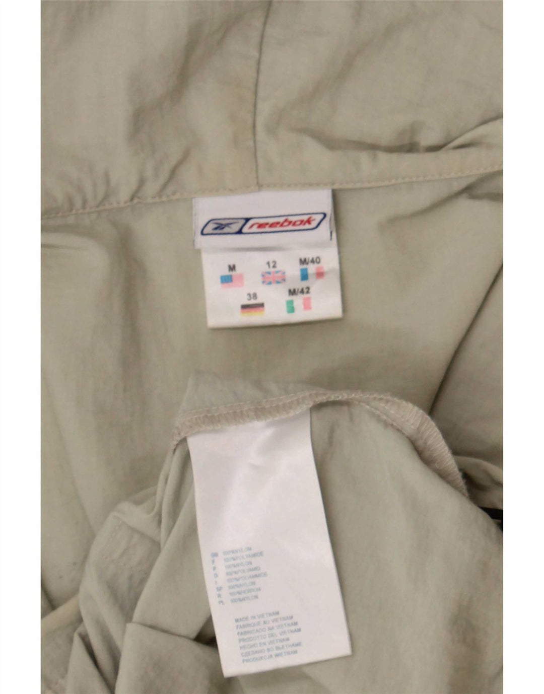 Reebok Womens Hooded Rain Jacket UK 12 Medium Beige Nylon