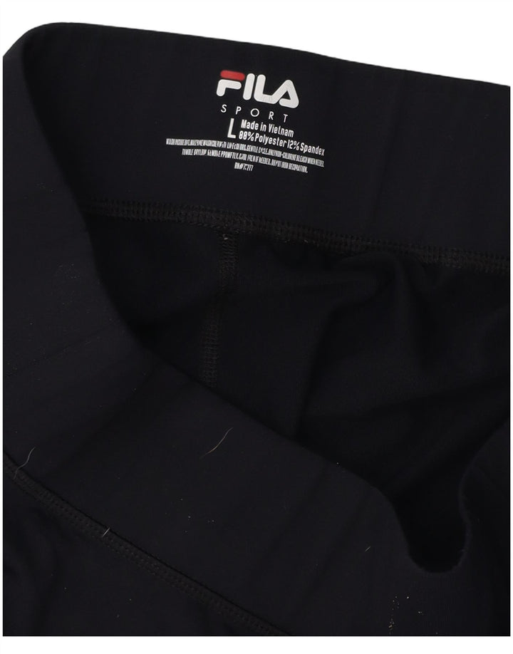 FILA Womens Sport Shorts UK 14 Large  Navy Blue Polyester