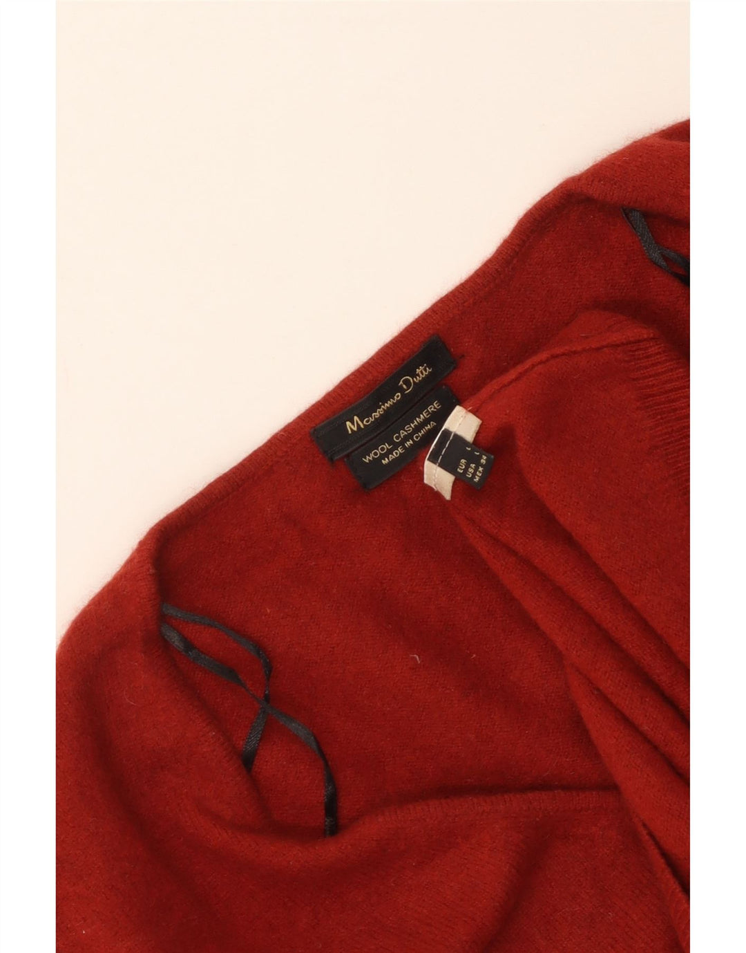 MASSIMO DUTTI Womens V-Neck Jumper Sweater UK 14 Large Red Wool