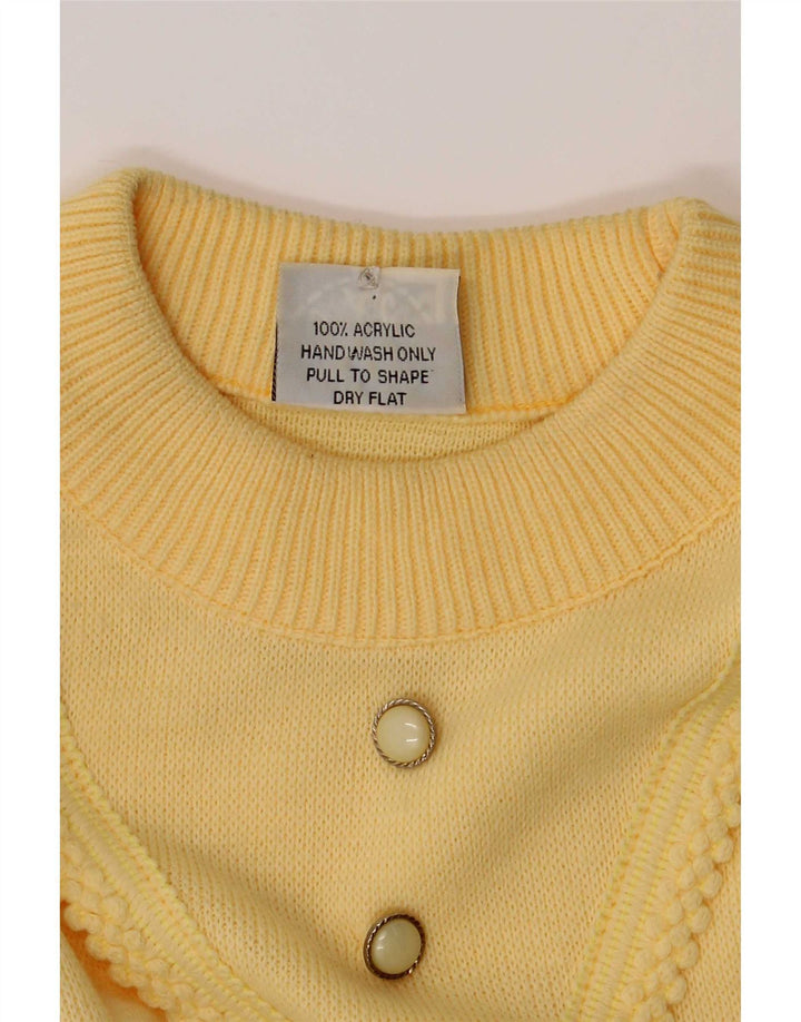 Snatch Womens Crew Neck Jumper Sweater UK 14 Medium Yellow Acrylic