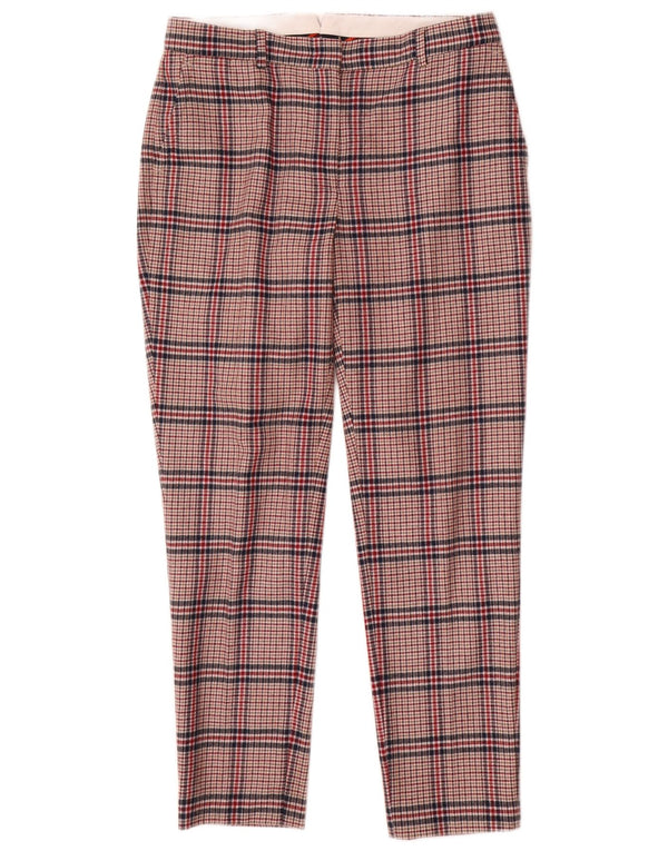 Gant Womens Slim Suit Trousers UK 12 Medium W30 L28 Red Houndstooth Wool