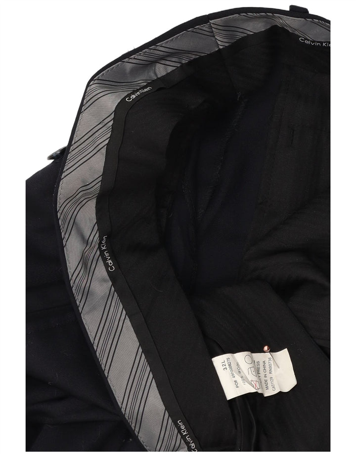 CALVIN KLEIN Mens Pegged Suit Trousers W32 L33 Navy Blue Wool