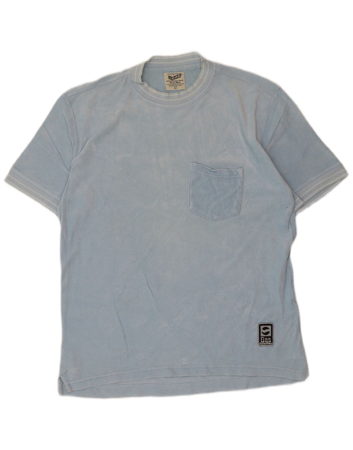 Gas Mens T-Shirt Top Large Blue Cotton