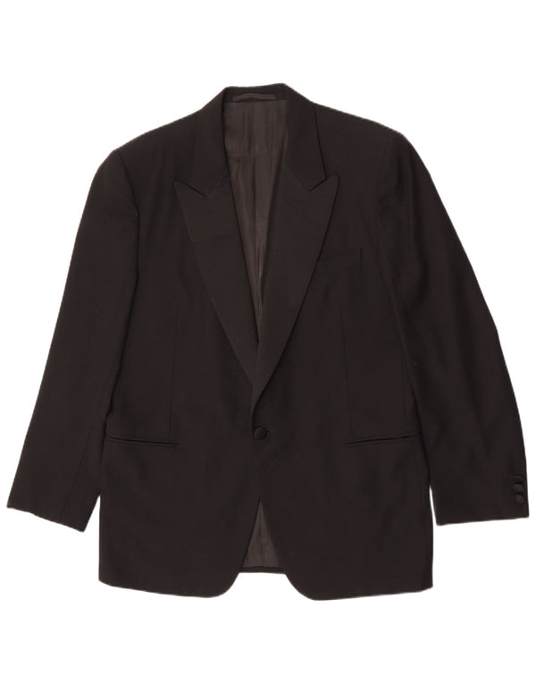 Vintage Mens 1 Button Blazer Jacket IT 50 Large Black Wool