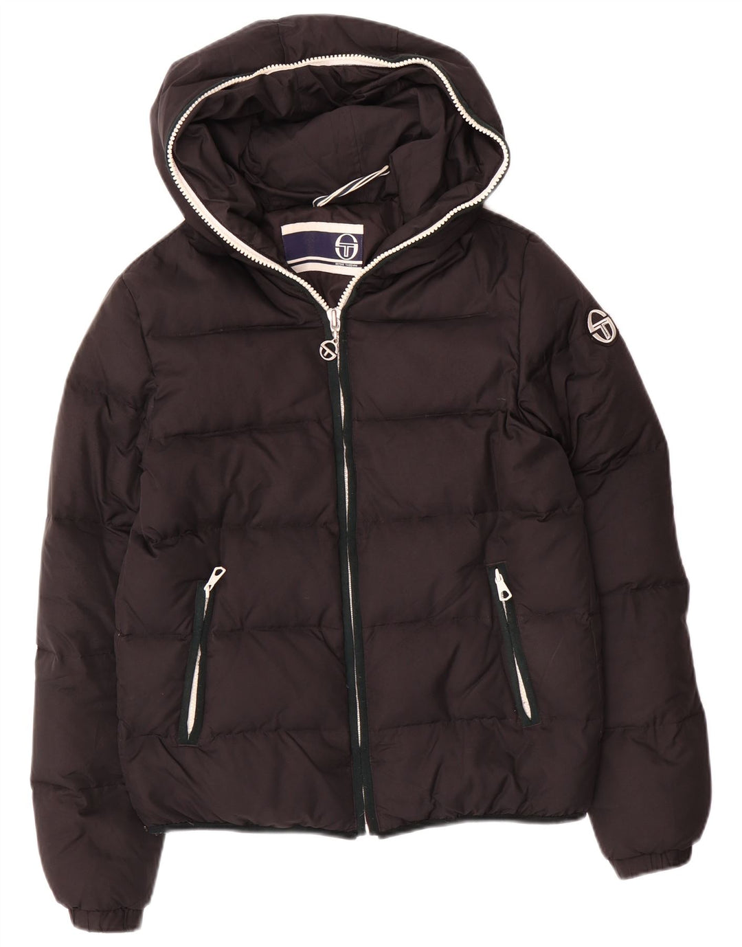 Sergio Tacchini Womens Hooded Padded Jacket IT 44 Medium Black Polyester