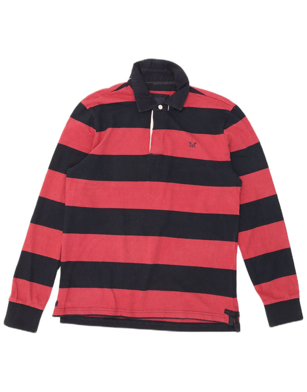 Crew Clothing Mens Long Sleeve Rugby Polo Shirt Medium Red Striped Cotton