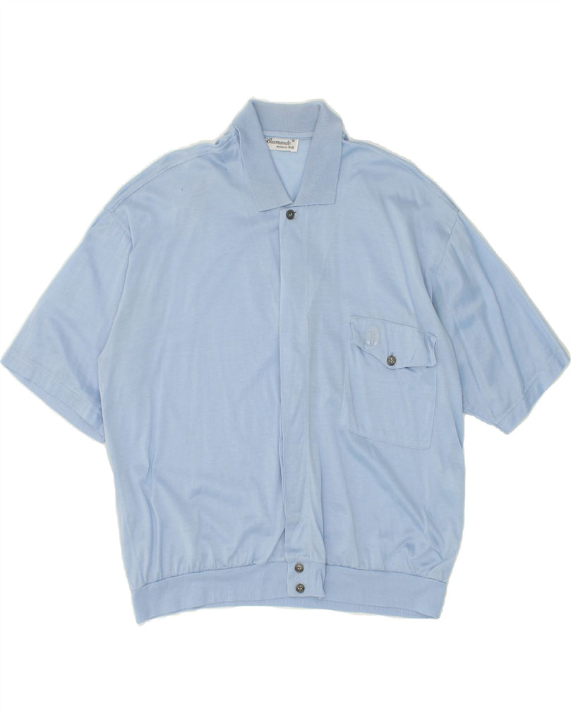 BRAMANTE Mens Short Sleeve Shirt Medium Blue Cotton Vintage Bramante and Second-Hand Bramante from Messina Hembry 