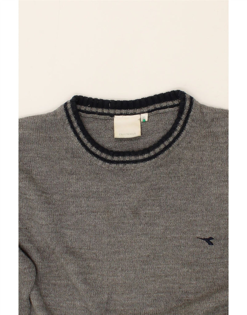 DIADORA Mens Crew Neck Jumper Sweater XL Grey Acrylic Vintage Diadora and Second-Hand Diadora from Messina Hembry 