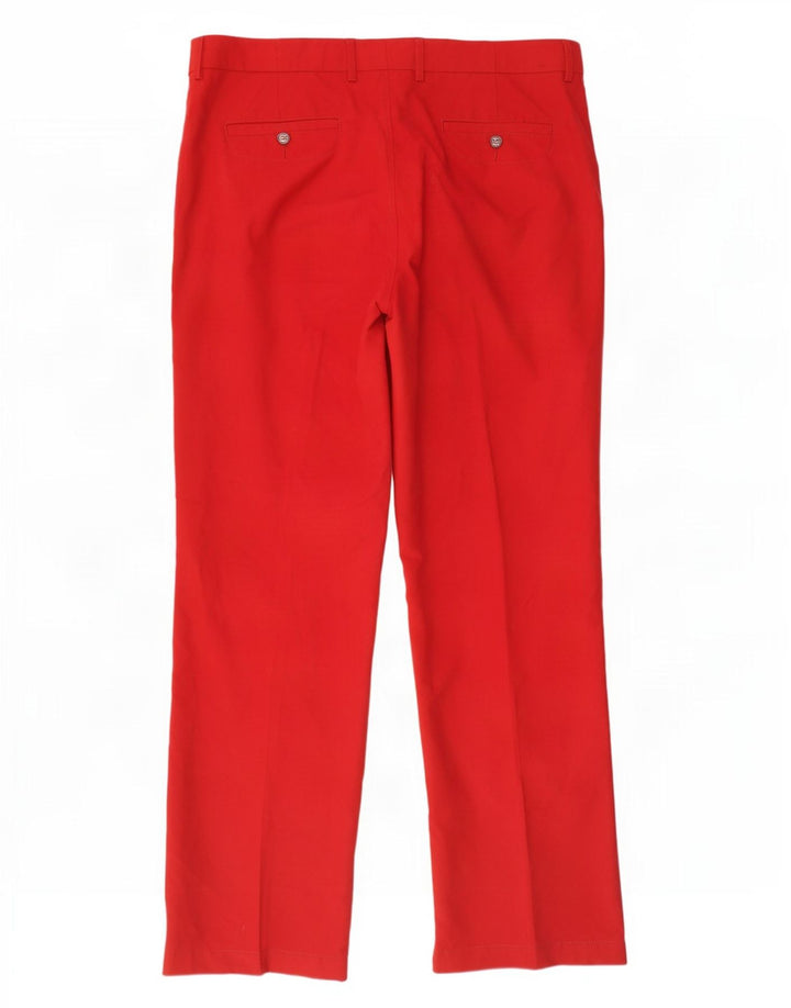 Kartel Mens Straight Suit Trousers W38 L33 Red Polyester
