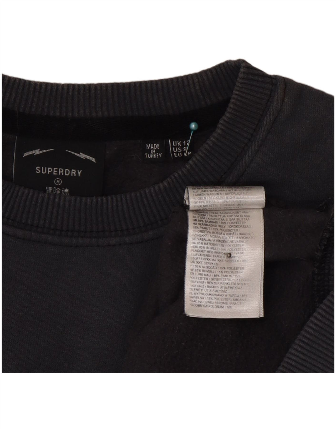 Superdry Womens Graphic Loose Fit Sweatshirt Jumper UK 12 medium Grey