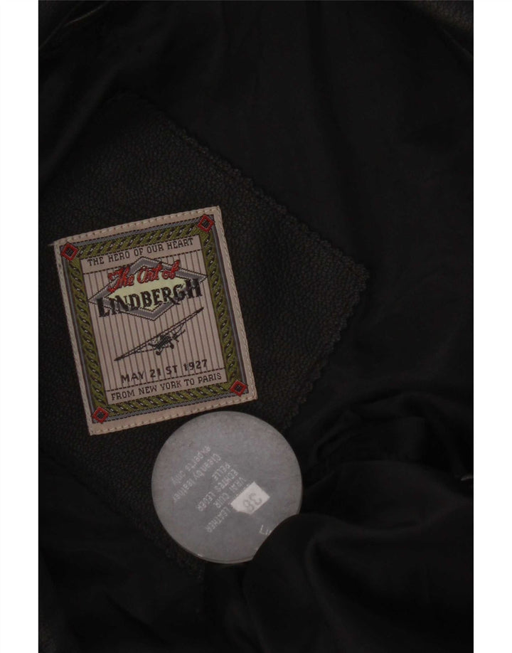 Vintage Womens Leather Gilet EU 38 Medium Black