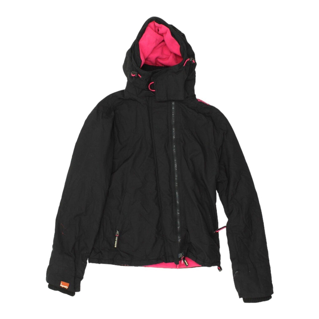 Superdry Womens Black Hooded Windcheater Nylon Rain Jacket | Vintage Designer | Vintage Messina Hembry | Thrift | Second-Hand Messina Hembry | Used Clothing | Messina Hembry 