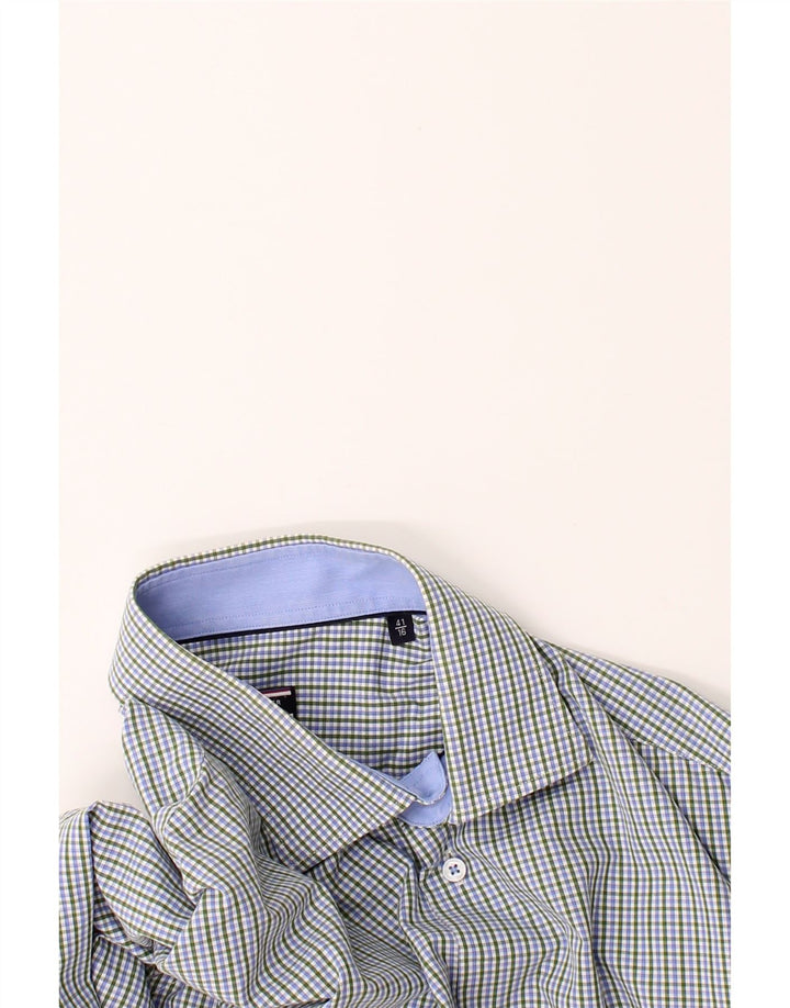TOMMY HILFIGER Mens Tailored Shirt Size 16 41 Large Green Check Cotton Vintage Tommy Hilfiger and Second-Hand Tommy Hilfiger from Messina Hembry 