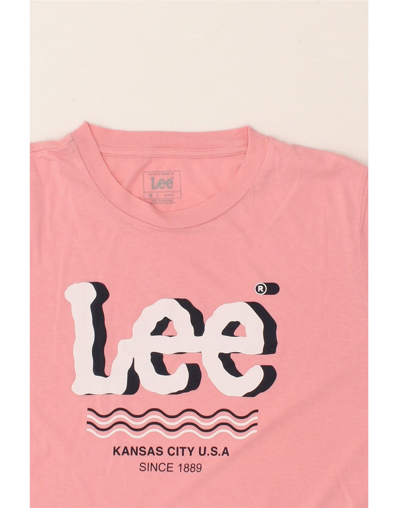 LEE Womens Graphic T-Shirt Top UK 14 Medium Pink Cotton | Vintage Lee | Thrift | Second-Hand Lee | Used Clothing | Messina Hembry 