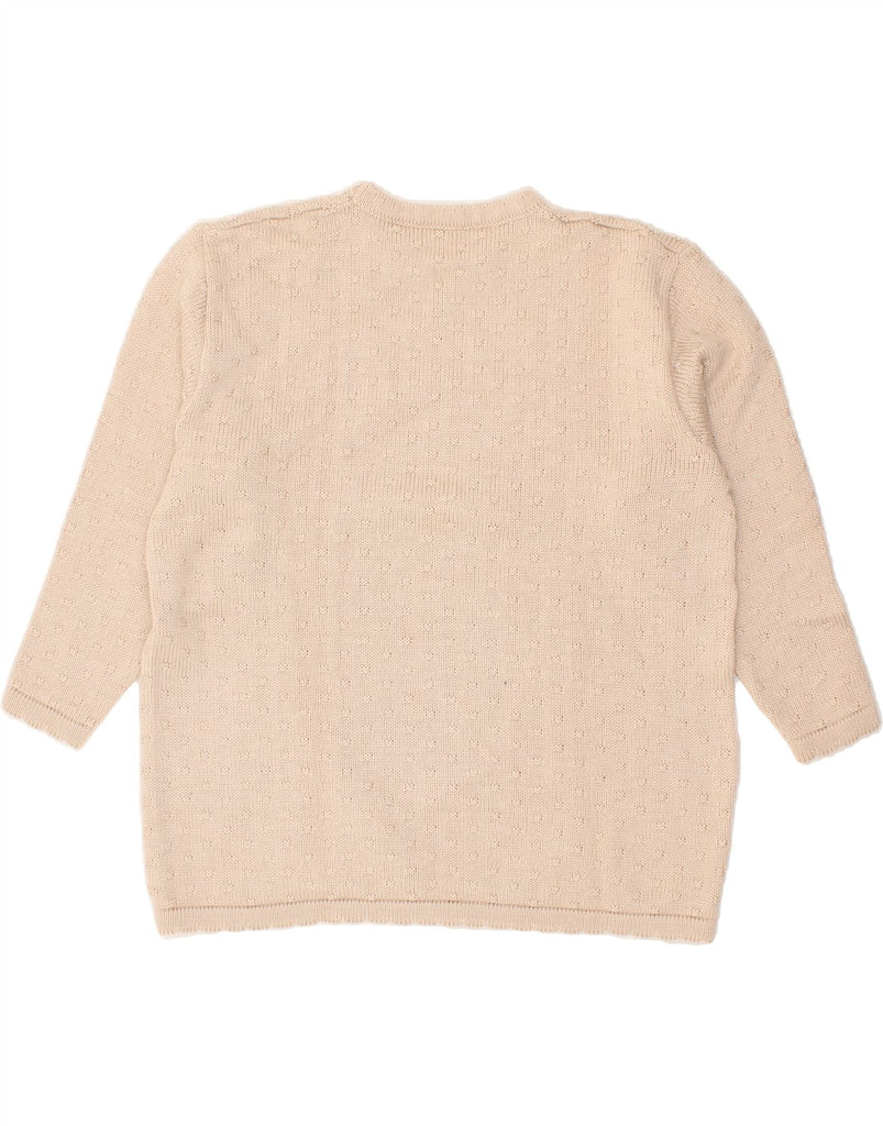 VINTAGE Womens Crew Neck Jumper Sweater UK 16 Large Beige Wool Vintage Vintage and Second-Hand Vintage from Messina Hembry 