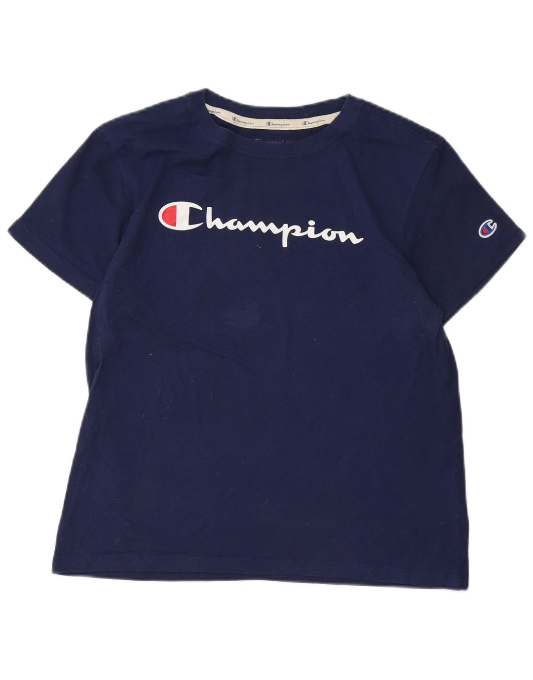 CHAMPION Womens Graphic T-Shirt Top UK 12 Medium Navy Blue
