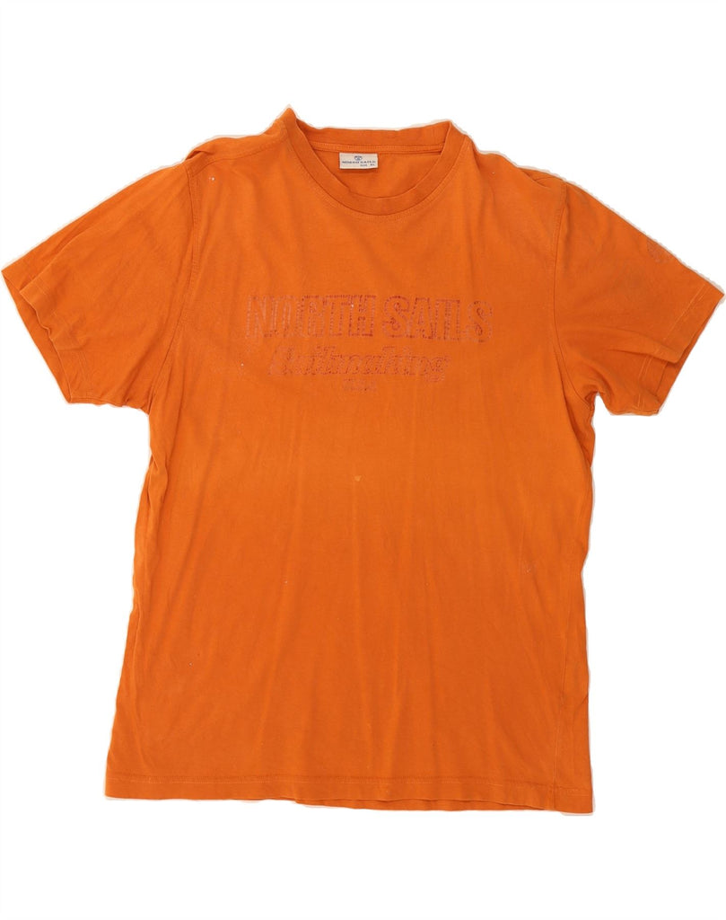 NORTH SAILS Mens Graphic T-Shirt Top XL Orange Cotton Vintage North Sails and Second-Hand North Sails from Messina Hembry 
