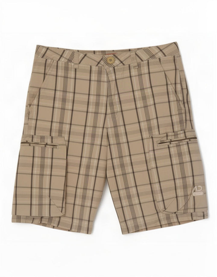Nike Mens Cargo Shorts Medium W30 Beige Plaid Cotton