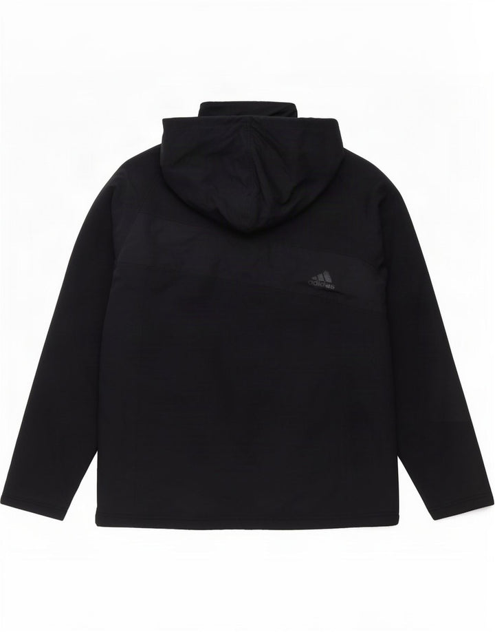 Adidas Mens Hooded Padded Jacket UK 38 Medium Black Polyester