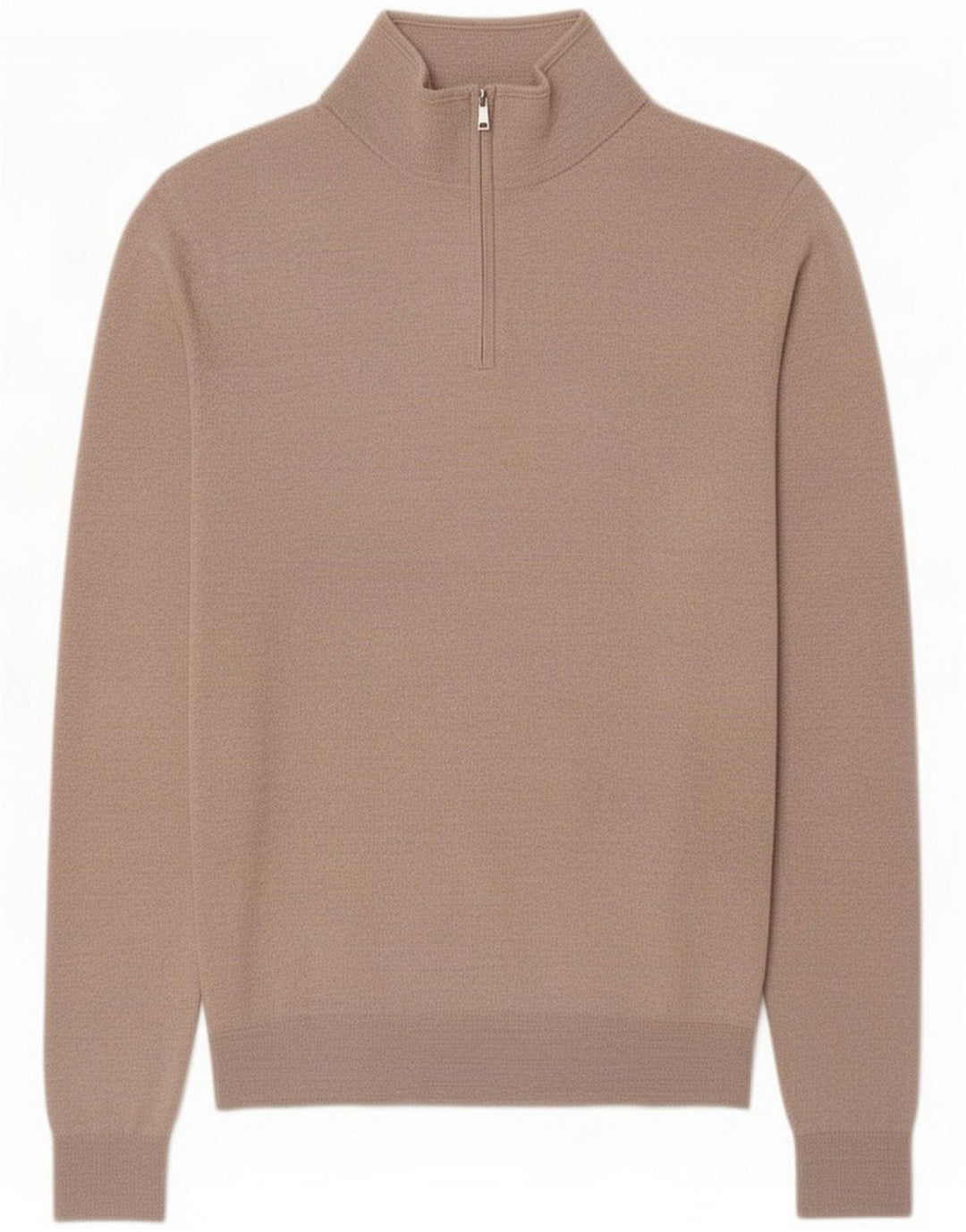 Reiss Mens Zip Neck Jumper Sweater Medium Beige Wool