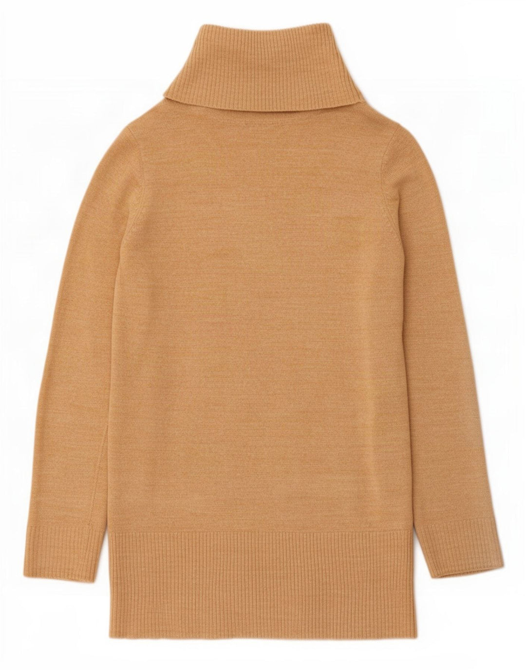 Marks & Spencer Womens Longline Roll Neck Jumper Sweater UK 8 Small Beige