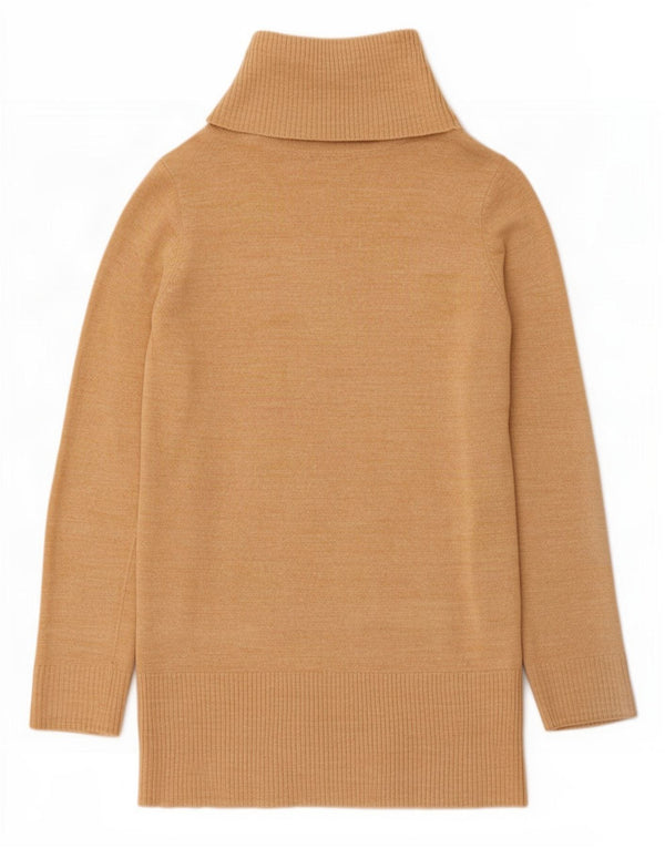 Marks & Spencer Womens Longline Roll Neck Jumper Sweater UK 8 Small Beige