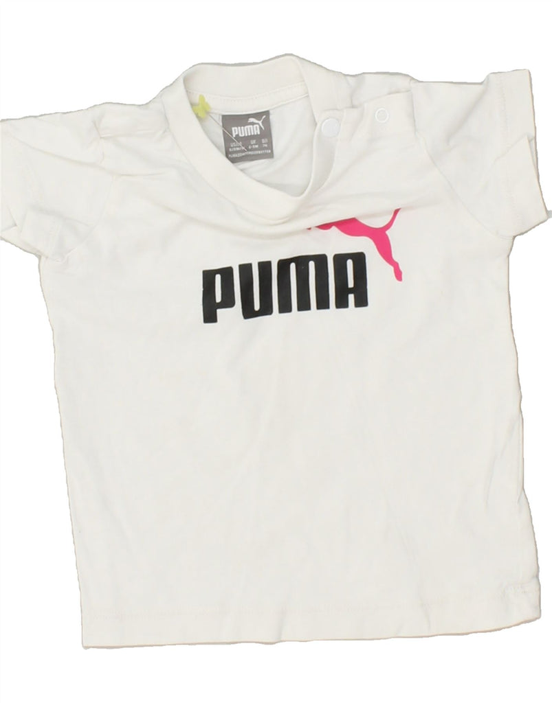 PUMA Baby Girls Graphic T-Shirt Top 6-9 Months White | Vintage Puma | Thrift | Second-Hand Puma | Used Clothing | Messina Hembry 