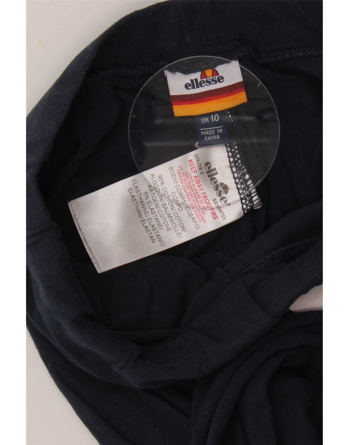 Ellesse Womens Graphic Leggings UK 10 Small Navy Blue Cotton