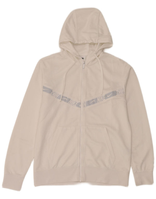 Nike Mens Graphic Zip Hoodie Sweater Medium White Colourblock Polyester