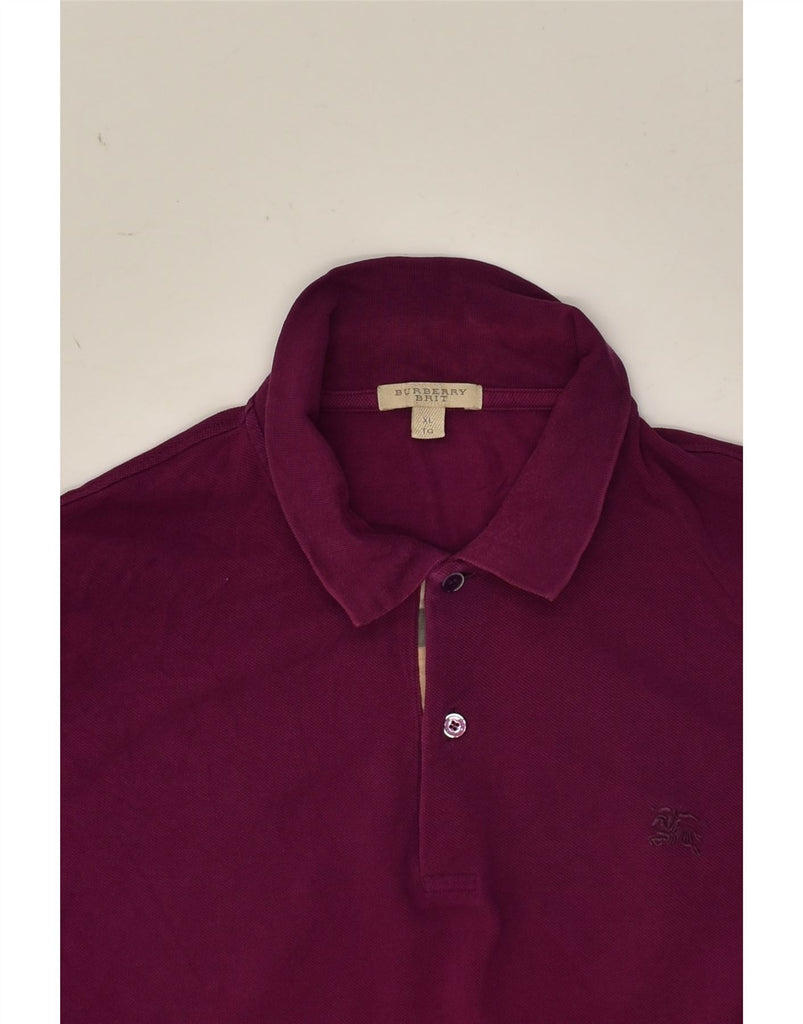 BURBERRY Womens Polo Shirt UK 18 XL Burgundy Cotton | Vintage Burberry | Thrift | Second-Hand Burberry | Used Clothing | Messina Hembry 