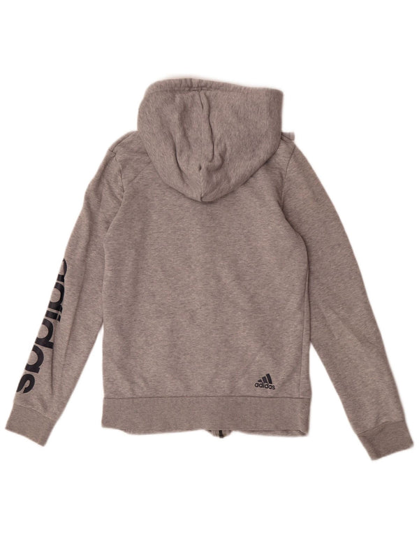 Adidas Womens Graphic Zip Hoodie Sweater UK 8/10 Small Grey Cotton
