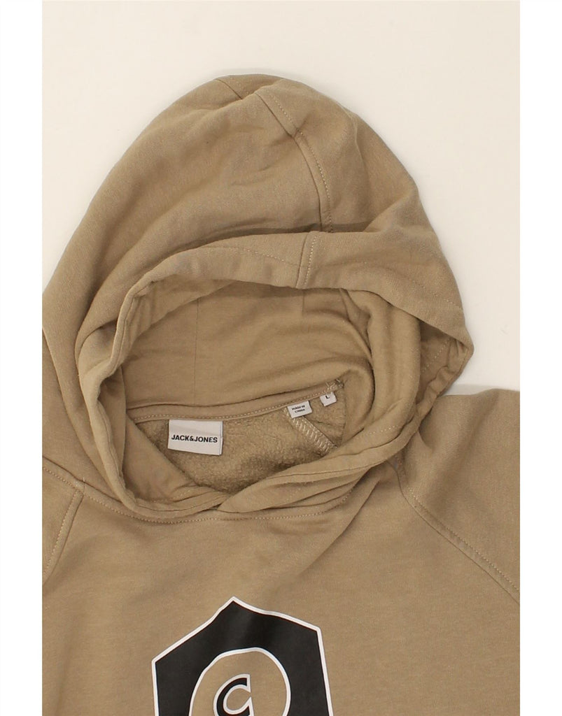 JACK & JONES Mens Graphic Hoodie Jumper Large Beige Cotton | Vintage Jack & Jones | Thrift | Second-Hand Jack & Jones | Used Clothing | Messina Hembry 