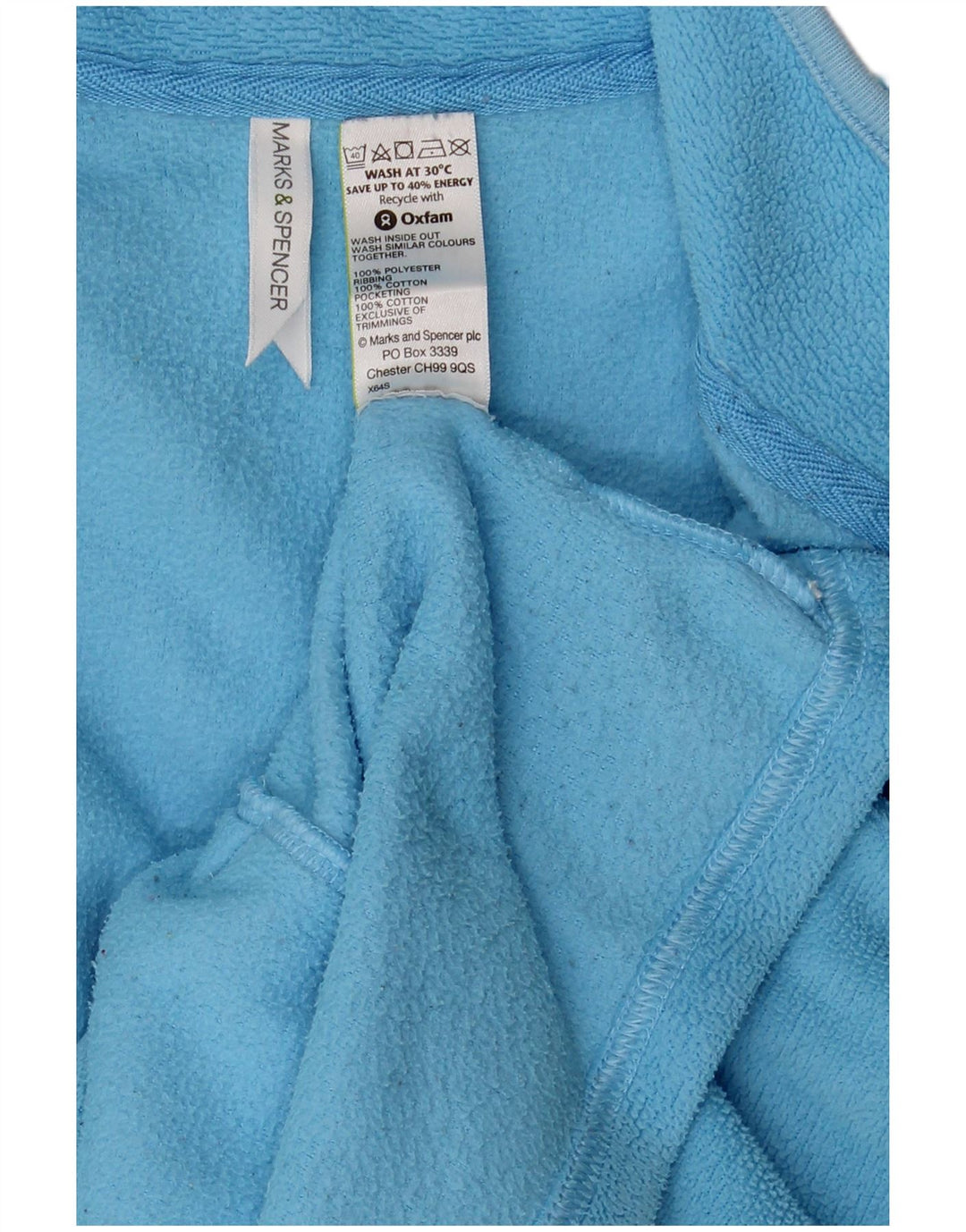 Marks & Spencer Womens Fleece Jacket UK 14 Large Blue Polyester