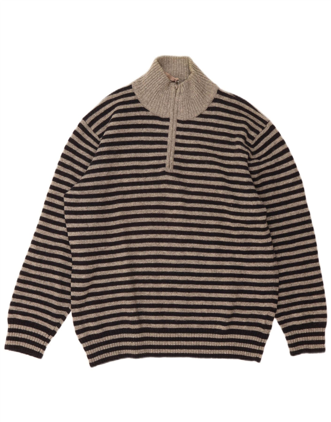 Slam Mens Zip Neck Jumper Sweater 3XL Navy Blue Striped Wool