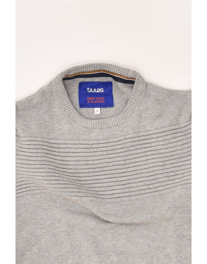 JULES Womens Crew Neck Jumper Sweater UK 10 Small Grey Striped Cotton | Vintage Jules | Thrift | Second-Hand Jules | Used Clothing | Messina Hembry 