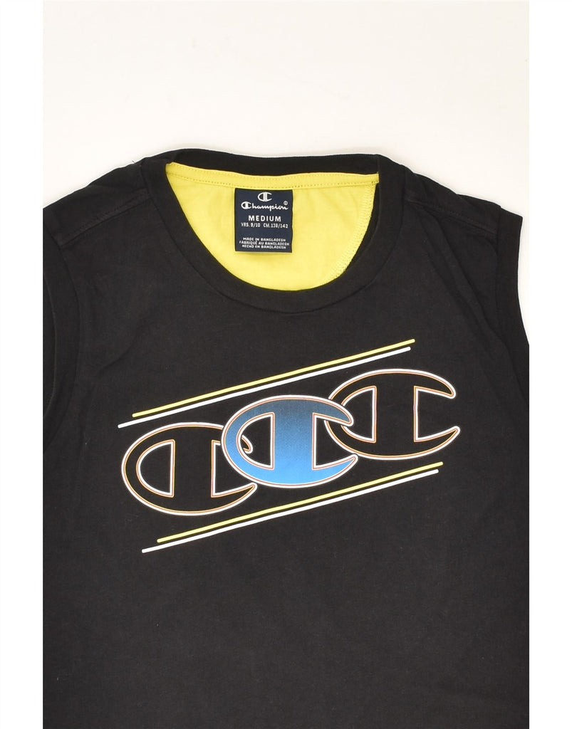 CHAMPION Boys Graphic Vest Top 9-10 Years Medium  Black Cotton | Vintage Champion | Thrift | Second-Hand Champion | Used Clothing | Messina Hembry 