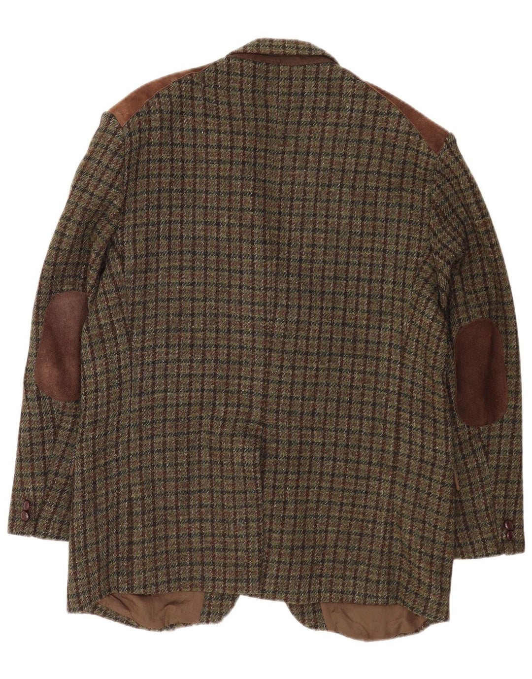 Harris Tweed Mens 2 Button Blazer Jacket UK 38 Medium Green Houndstooth